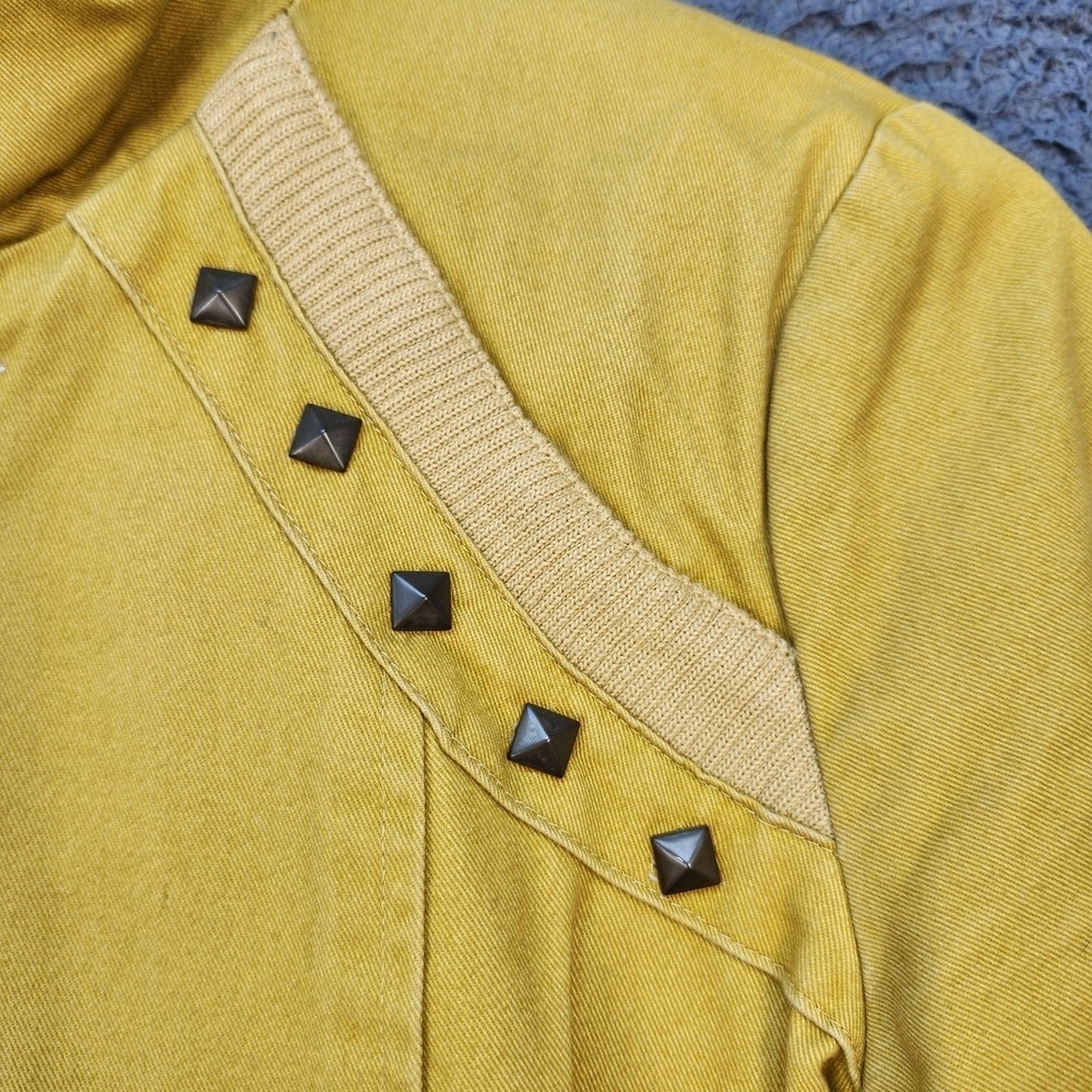 X-Meeting Paris Jacket Womens Medium Yellow Studded Zip Up Retro Style Pockets - Picture 3 of 11
